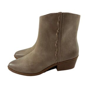 Lucky Brand Fakelle Faux Leather Ankle Booties Taupe 9.5/41 NWOT
